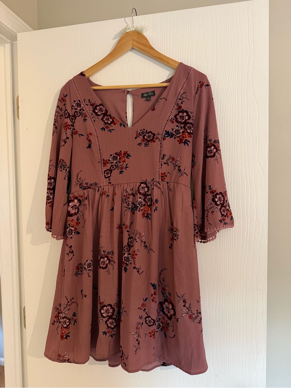Maeve Mauve Floral Babydoll Mini Dress
